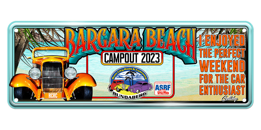 Geltchy | Bargara Beach Campout 2023 Novelty Event Number Plate