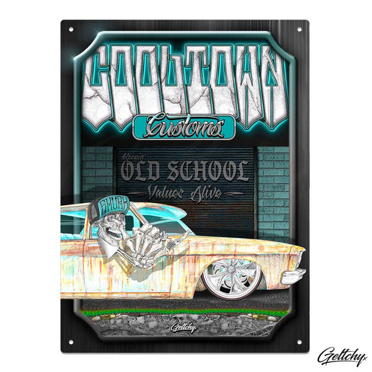 Geltchy | Rusty HQ Holden Cooltown Customs Workshop Metal Sign  adds character and a sense of nostalgia when displayed