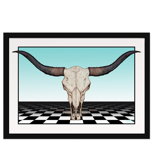 Geltchy | Steakhouse Surreal Bull Skull Framed Wall Art Print