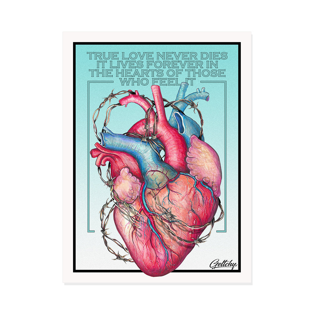 Geltchy | TRUE LOVE Never Dies, It Lives Forever In The Hearts Of Those Who Feel It 6" x 8" Photo Card that transcends traditional expressions of love