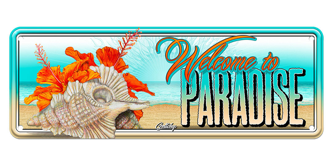Geltchy | WELCOME TO PARADISE Novelty Aussie Number Plate Sign