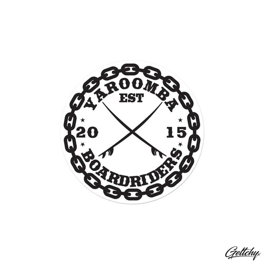 Geltchy | YAROOMBA Boardriders Logo 10cm Round Sticker: Your Perfect Companion for the Great Outdoors