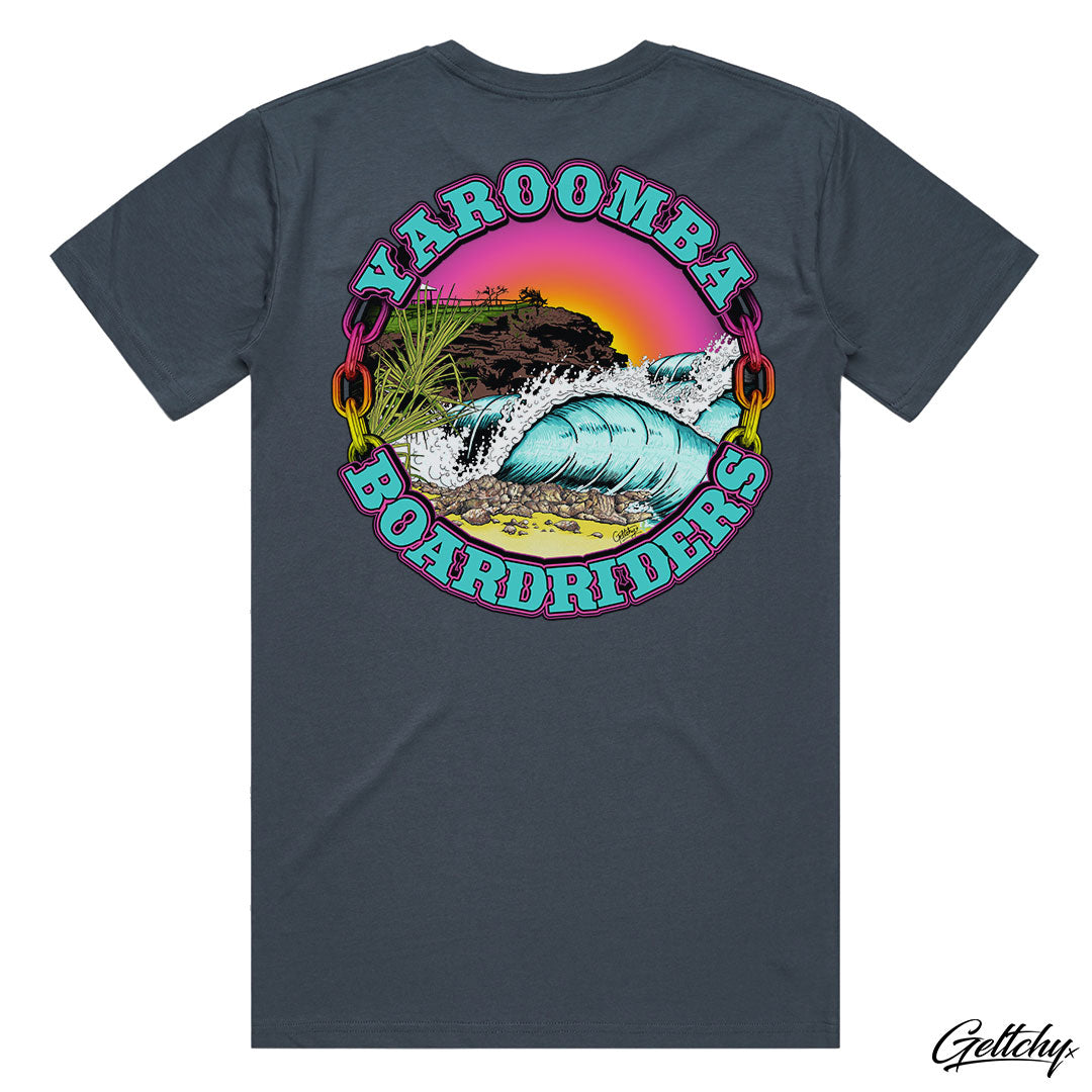 YAROOMBA Boardriders QLD 2023 Mens T-Shirt in Petrol Blue by Geltchy