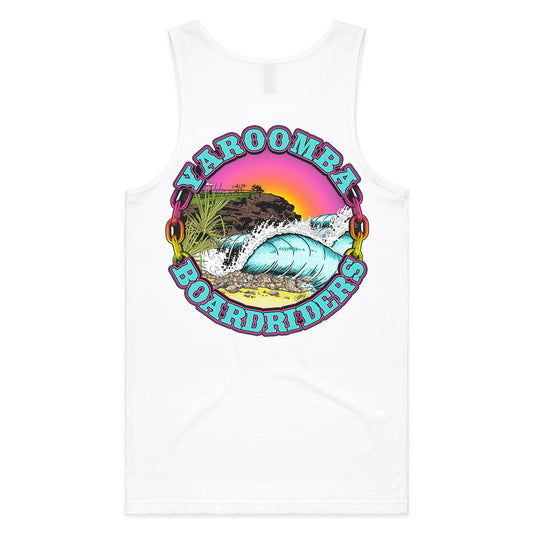 Geltchy | Yaroomba Boardriders Mens Graphic Singlet in White