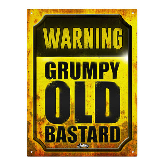 Geltchy | WARNING Grumpy Old Bastard Rusty Metal Sign Man Cave Aluminium Tin Sign 