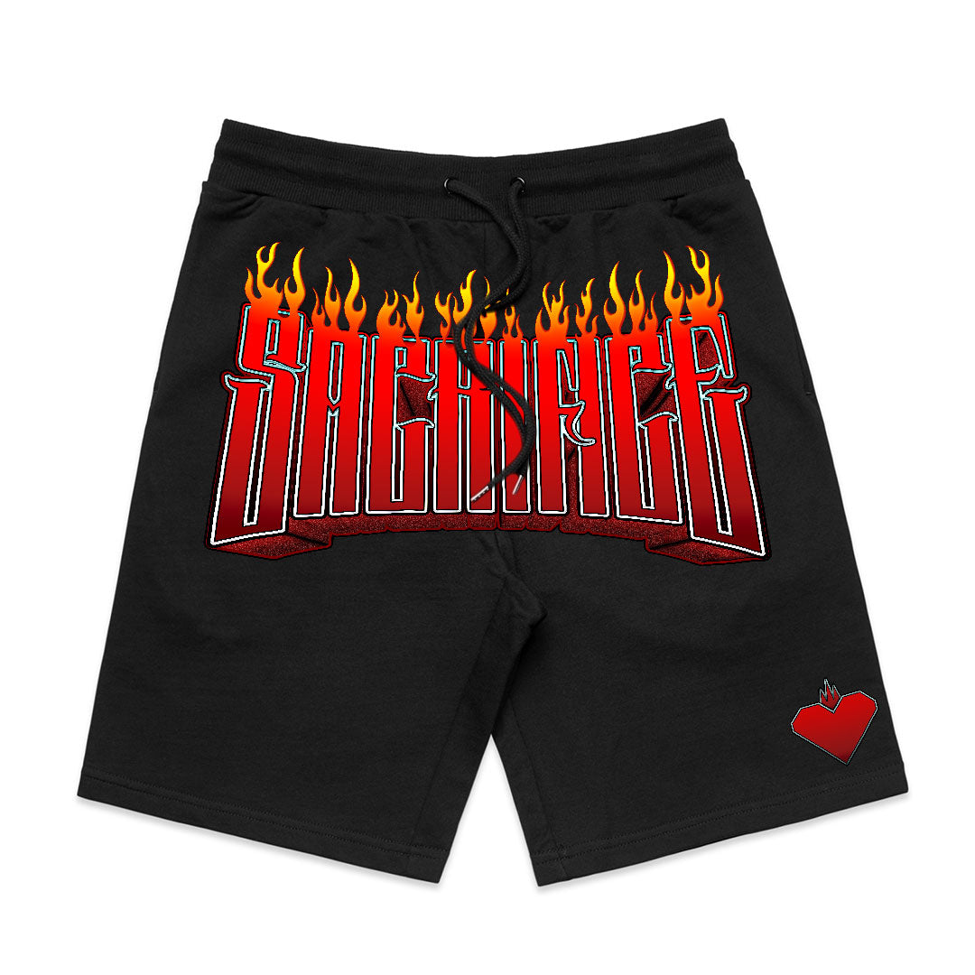 SACRIFICE | HADES Black Men's Flame Court Shorts by SACRIFICE Industries Clothing