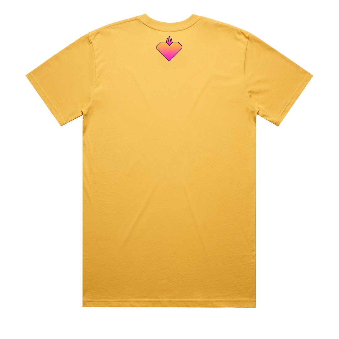 Geltchy | HADES Sunset Yellow Men's T-Shirt by SACRIFICE Industries Clothing - Back Detail