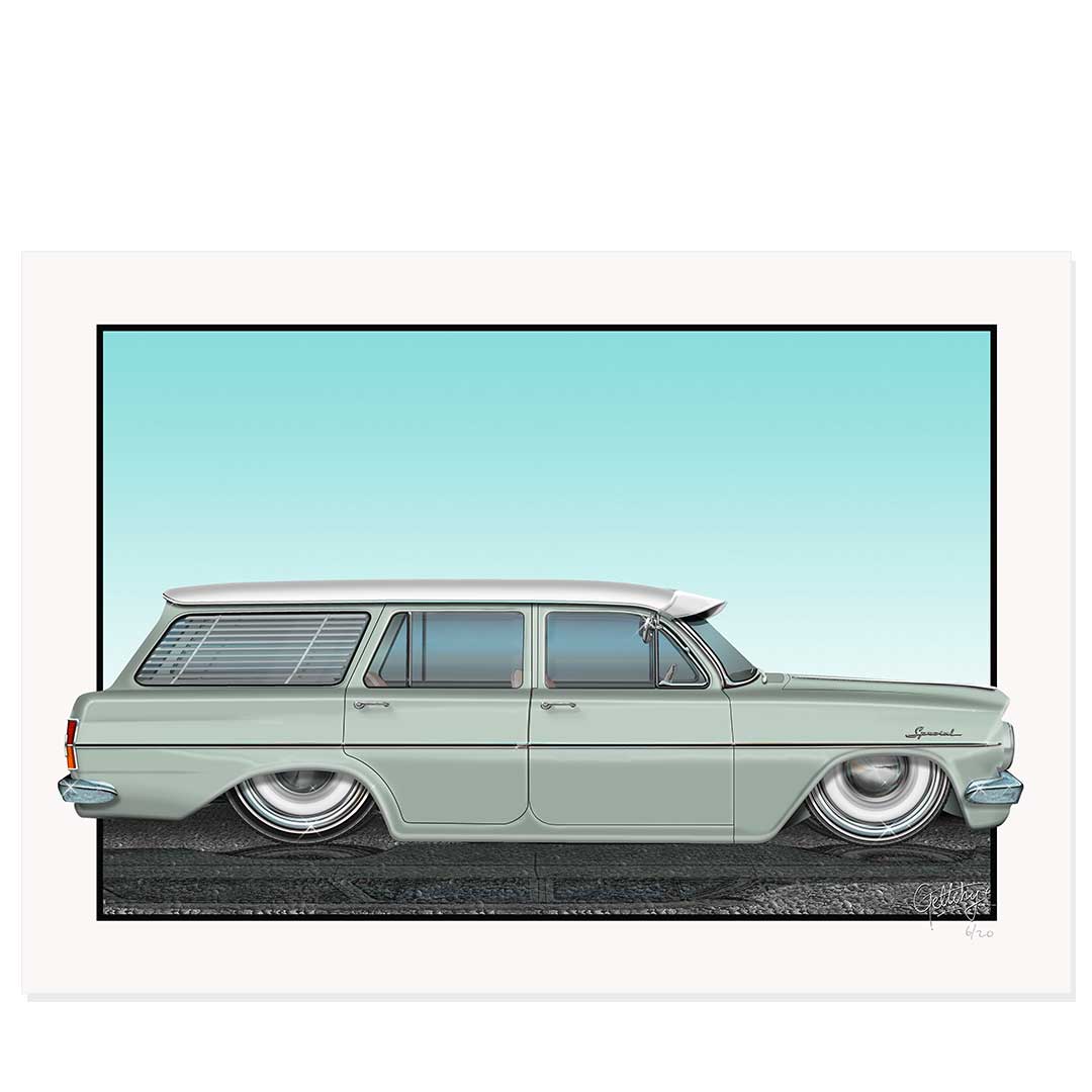 Geltchy | Holden EH Wagon Special Auto Art Man Cave Print in Iconic Saltbush Green