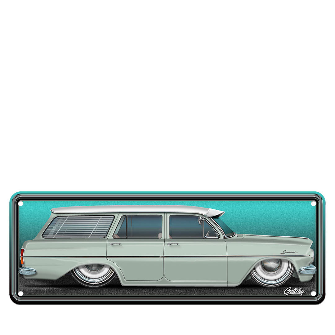 Geltchy | Holden EH Wagon Special Saltbush Green Auto Art Aussie Number Plate Man Cave Sign