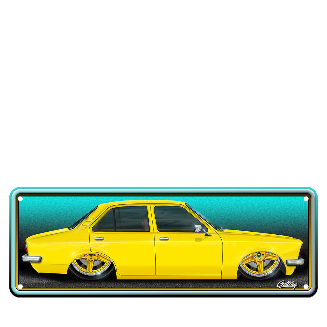 Geltchy | Holden Gemini TD Yellow Street Machine Aussie Number Plate Man Cave Sign