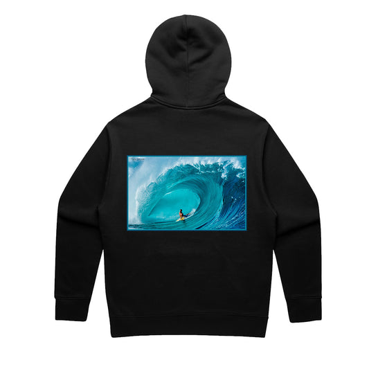 Intricate Shockwave Chris Kincade Bodyboard Photo Black Mens Zip Premium Hooded Sweatshirt