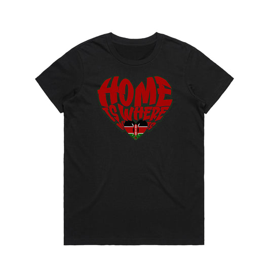 Kenya Home Is Where My Heart Is Black Women's T-Shirt by Chogelicious