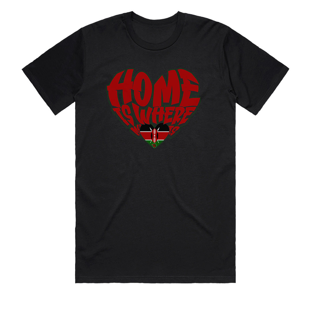 Kenya Home Is Where My Heart Is Graphic Black Men's T-Shirt by Chogelicious