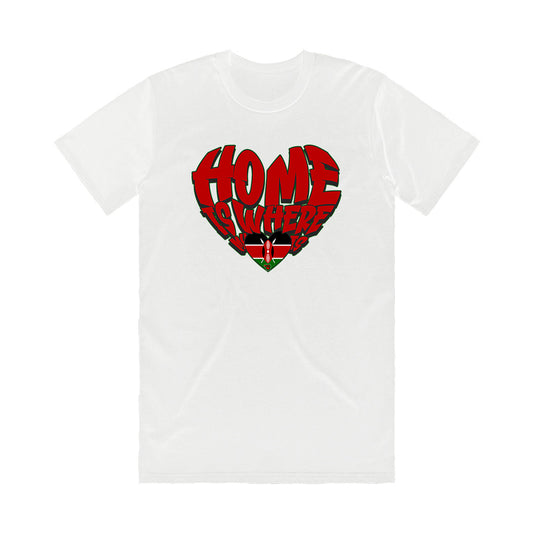 Kenya Home Is Where My Heart Is Graphic White Regular Fit Women's T-Shirt by Chogelicious