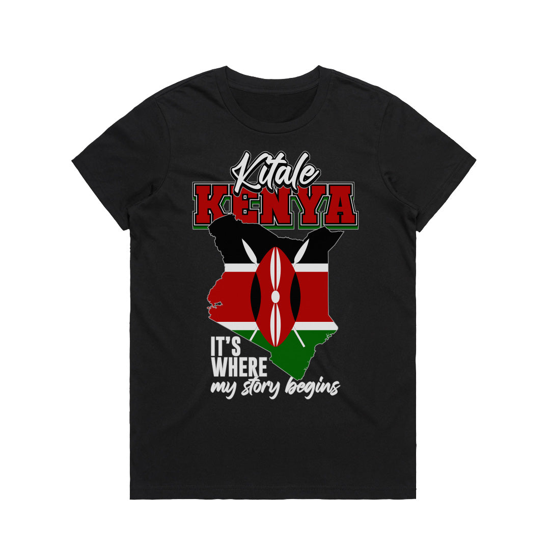 Kenya My Story Begins Here Black Women's T-Shirt by Chogelicious