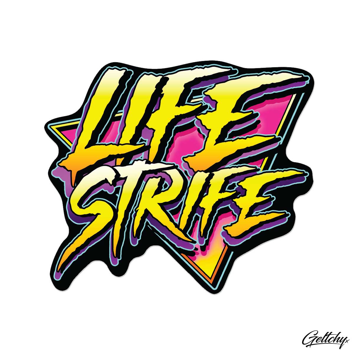 LIFE STRIFE | Geometric Logo Sticker -  Immerse yourself in the nostalgic 80s vibe with these eye-catching decals