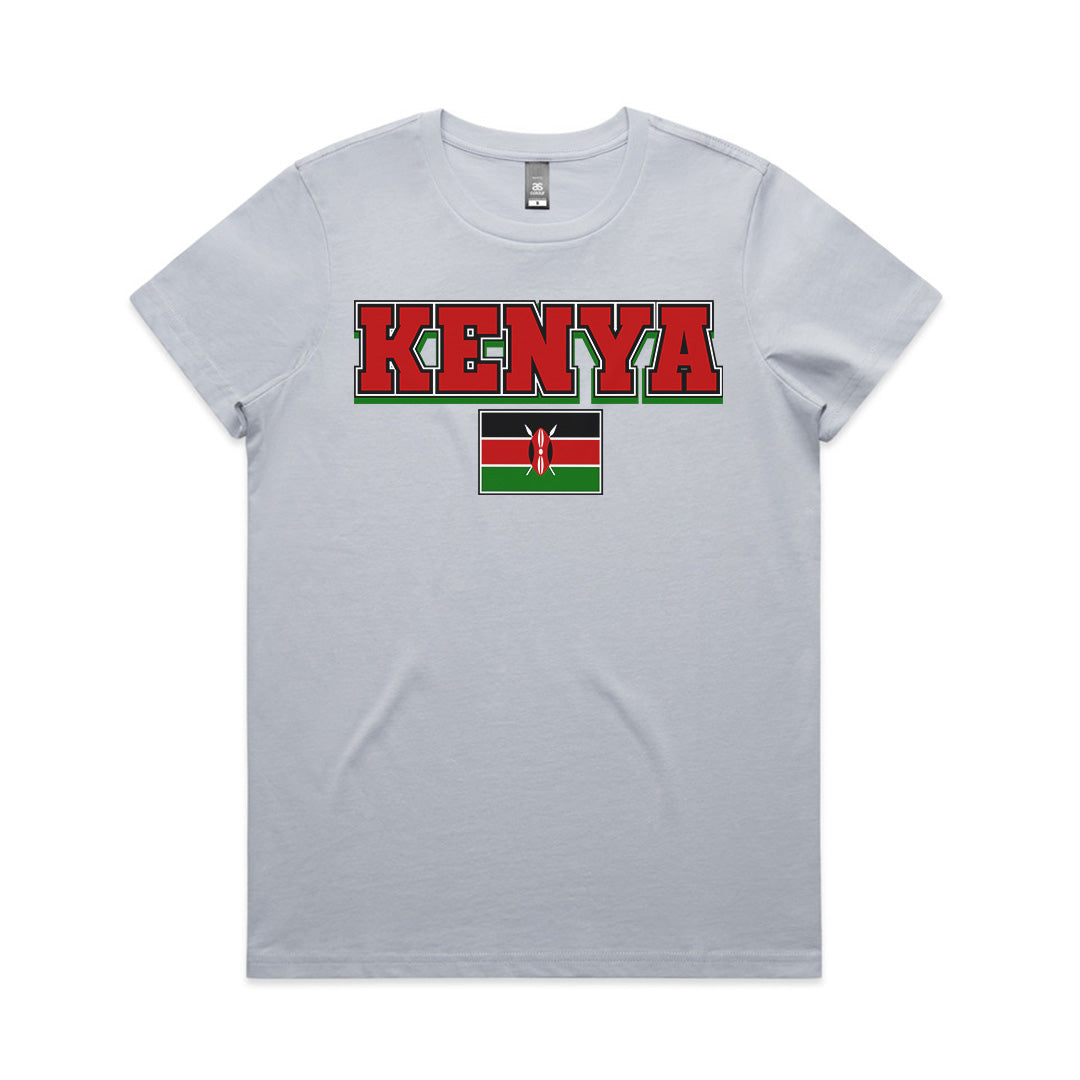 PRIDE Kenya Graphic Powder Blue Grey Women's T-Shirt by Chogelicious