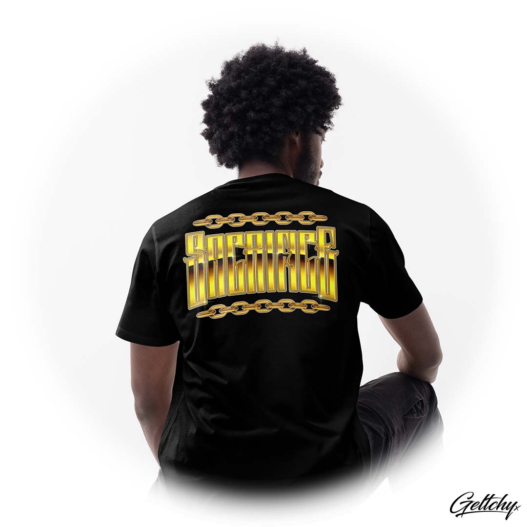 SACRIFICE Industries Clothing | 24K Black Men's Gold Logo Premium T-Shirt