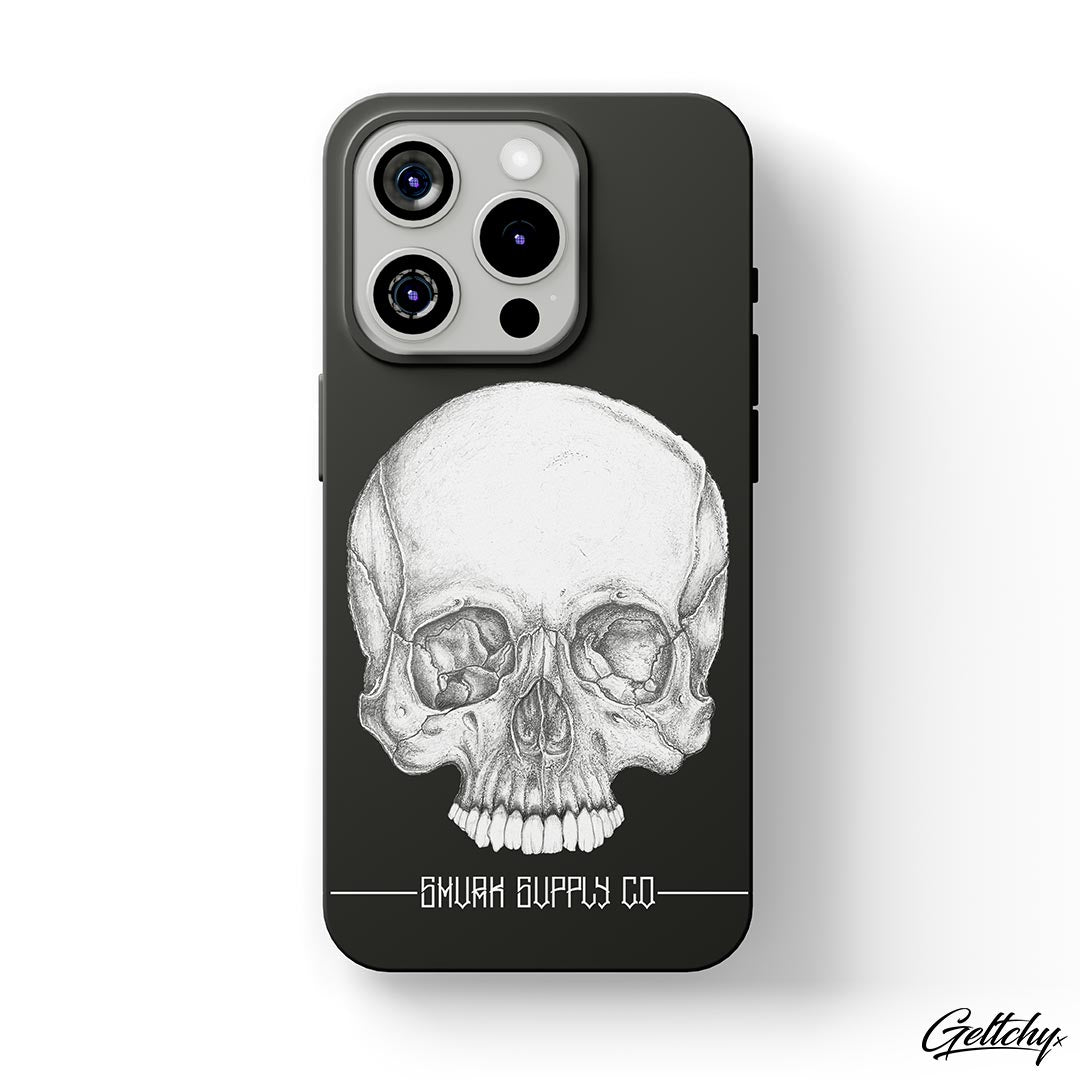 SMVRK Supply Co | Old School Punk Skull Illustrated Black Phone Case Protector – where style meets strength for your beloved device