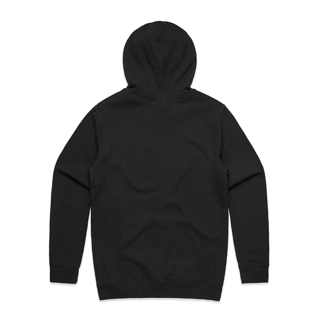 SMVRK Supply Co | Teal Graffiti Letters Men's Premium Hooded Sweatshirt in Black Back Detail