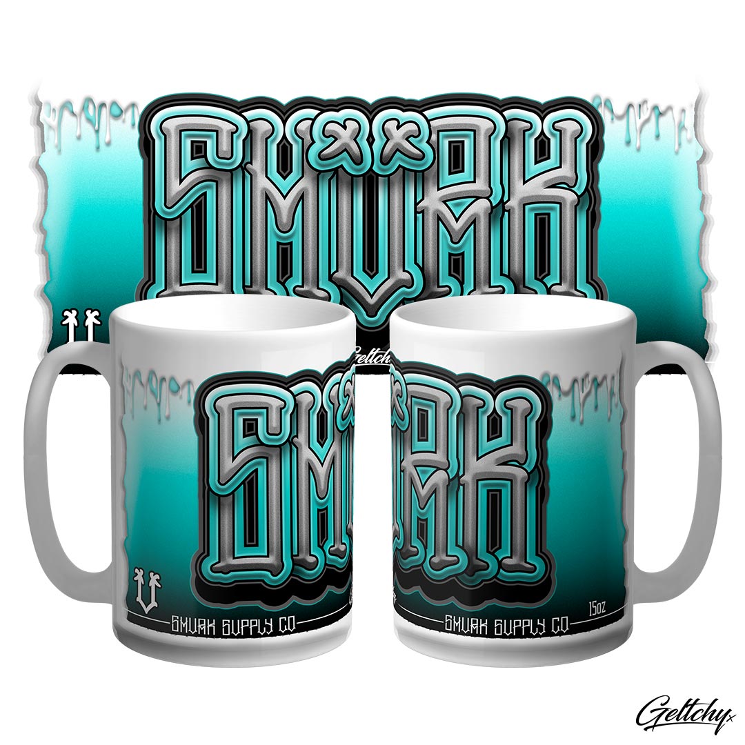 SMVRK Supply Co | Unleash Urban Vibes with the SMVRK Graffiti Letters 15oz Large Coffee Mug in Teal