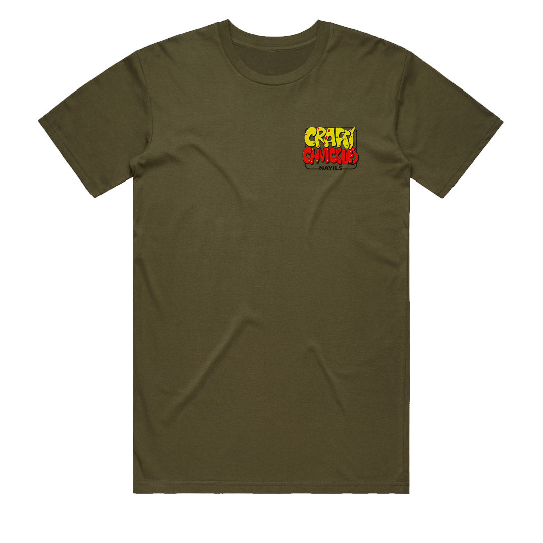 Signature Army Green Mens Logo T-Shirt by Crafty Chuckles