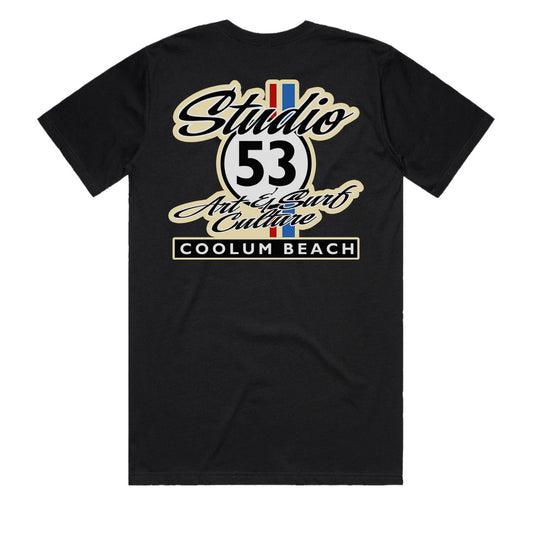 Studio 53 Surf Art &amp; Culture Coolum Beach Black Men's T-Shirt