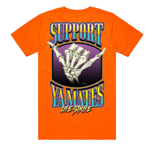 Life Strife | Support Ya Mates Hi-Vis Orange UPF 50+ Men's Shaka T-Shirt