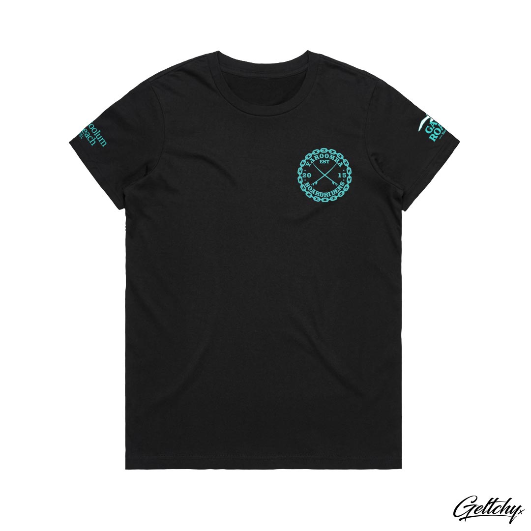 YAROOMBA Boardriders QLD 2023 Merchandise Womens T-Shirt in Black by Geltchy