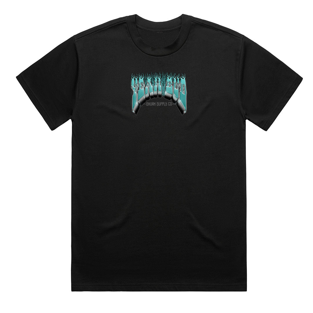 YEAH BUD Black Men's Premium Flame T-Shirt by SMVRK Supply Co