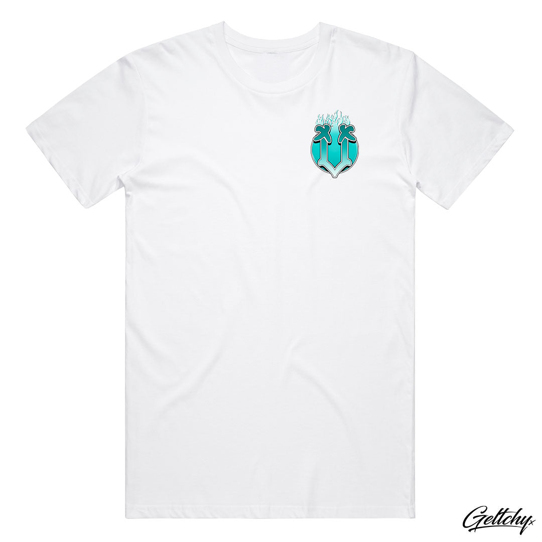 YEAH BUD Simmons Men's White Premium Heavyweight T-Shirt by SMVRK Supply Co a true fusion of style and comfort - Front Detail