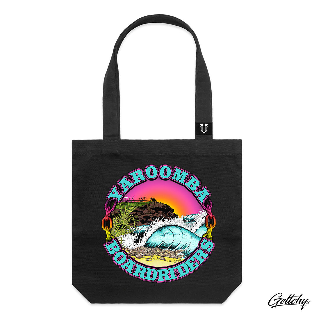 Geltchy | Yaroomba Boardriders Club 2023 Large Black Carry Tote Bag by SMVRK Supply Co