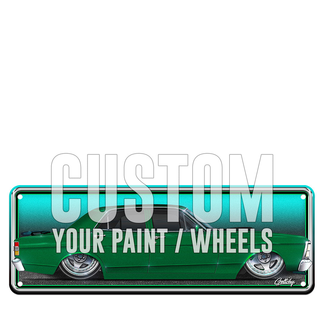 Custom XY Ford Falcon GTHO Green Number Plate Man Cave Sign - Premium Australian Automotive Art by Geltchy - Hand Illustrated Aluminium Decor