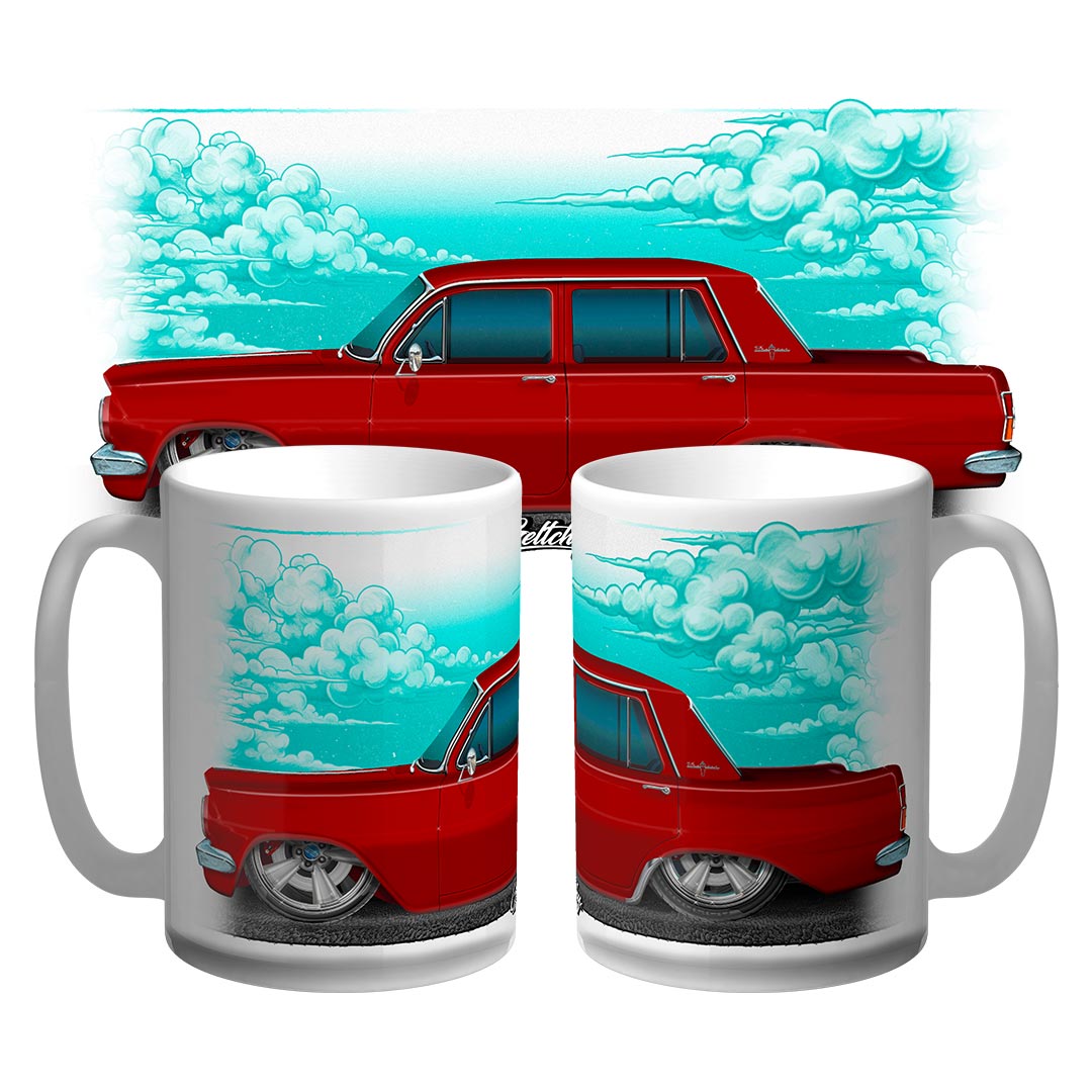 EH Holden Mug Premier 15oz hand-illustrated street machine in Winton Red