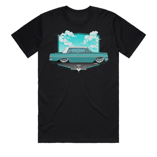 EH Holden T-Shirt men’s black front print with hand-drawn Aussie custom car artwork by Geltchy
