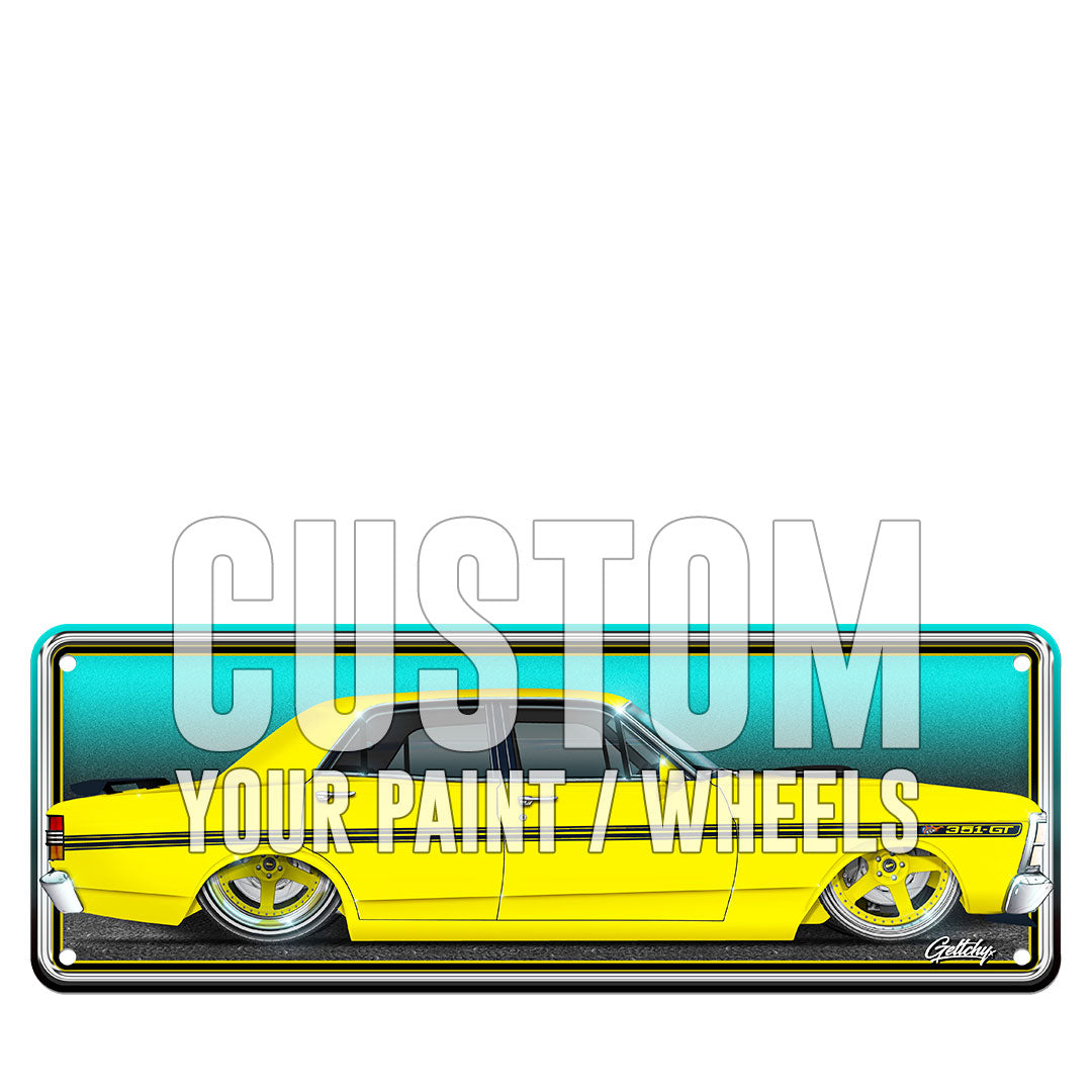 Custom colour Ford XY GT Falcon number plate sign, personalised automotive decor