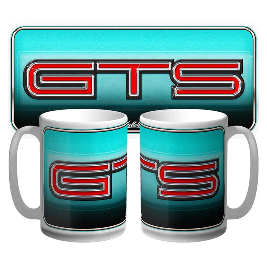 GTS HQ Holden Monaro badge 15oz premium coffee mug, Australian made hand‑illustrated automotive art by Geltchy for Holden and street machine fans