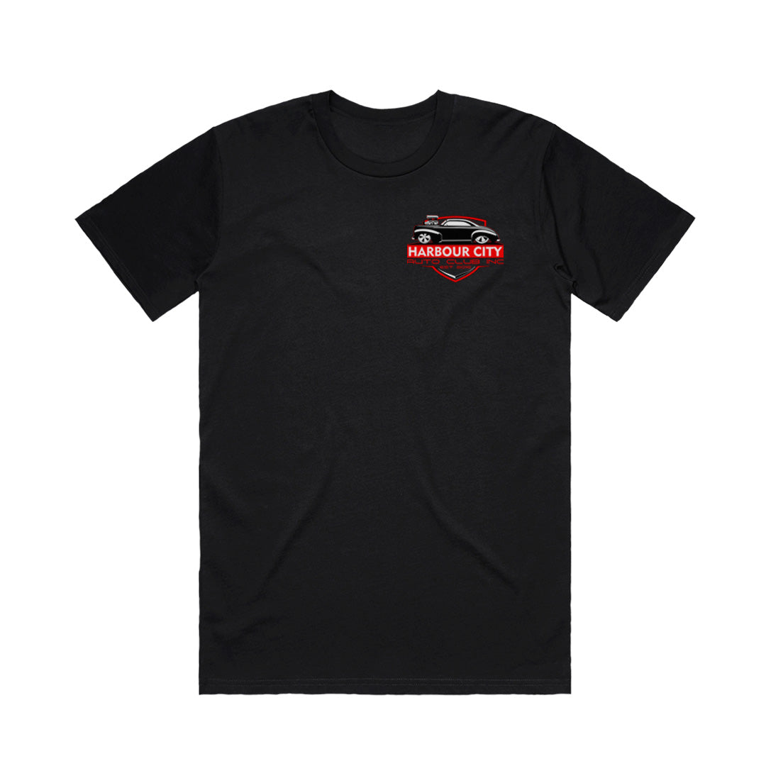 Harbour City Auto Club Official Sponsors Youth T-Shirt 2026 Black Front – Gladstone QLD Car Club Merch