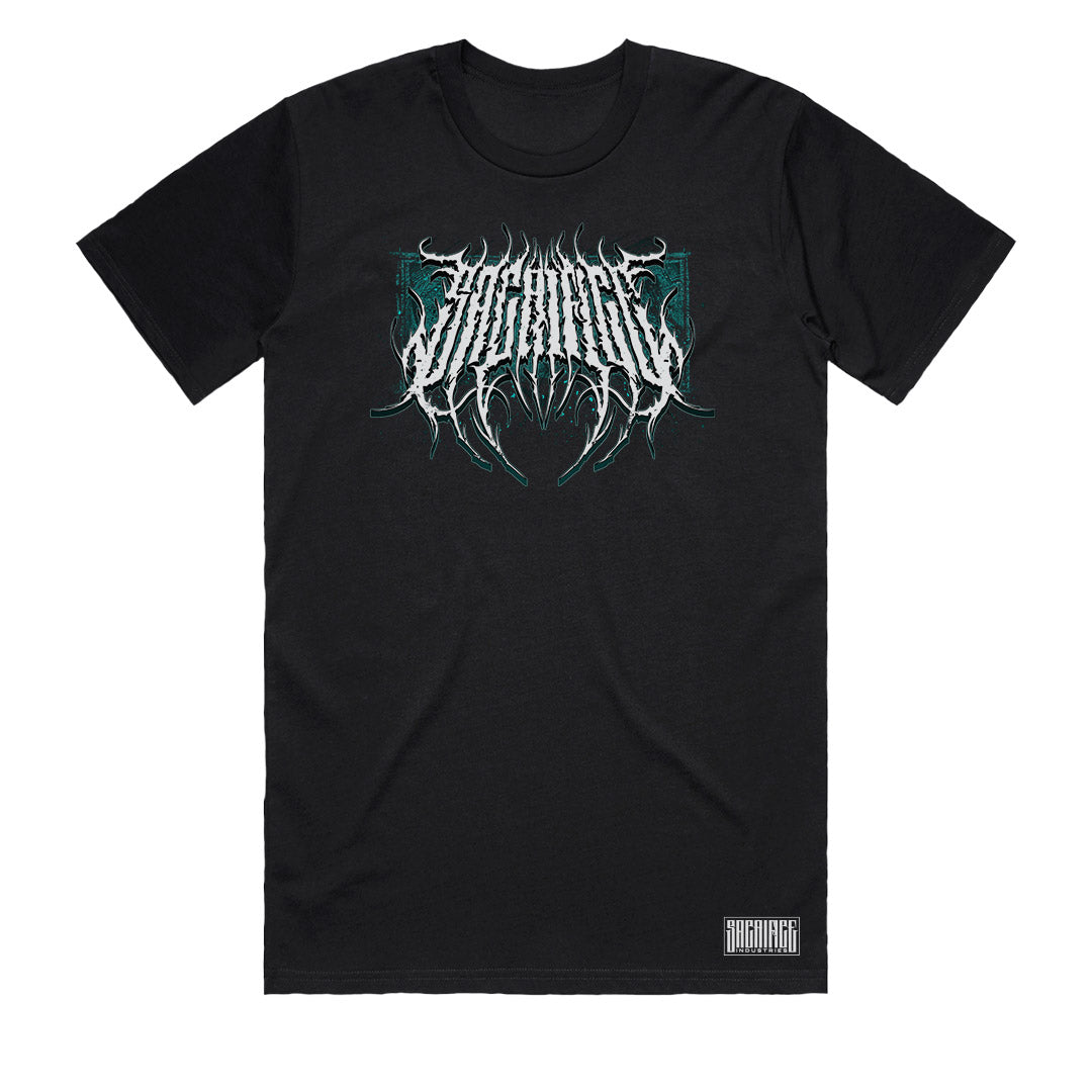 Hardcore streetwear t-shirt men’s black with distressed logo front print