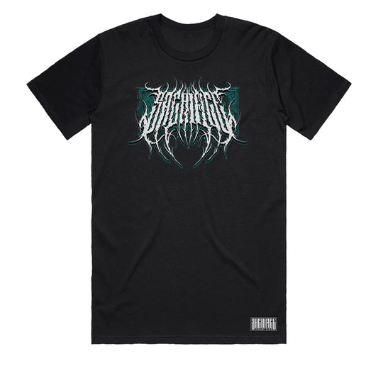 Hardcore streetwear t-shirt men’s black with distressed logo front print