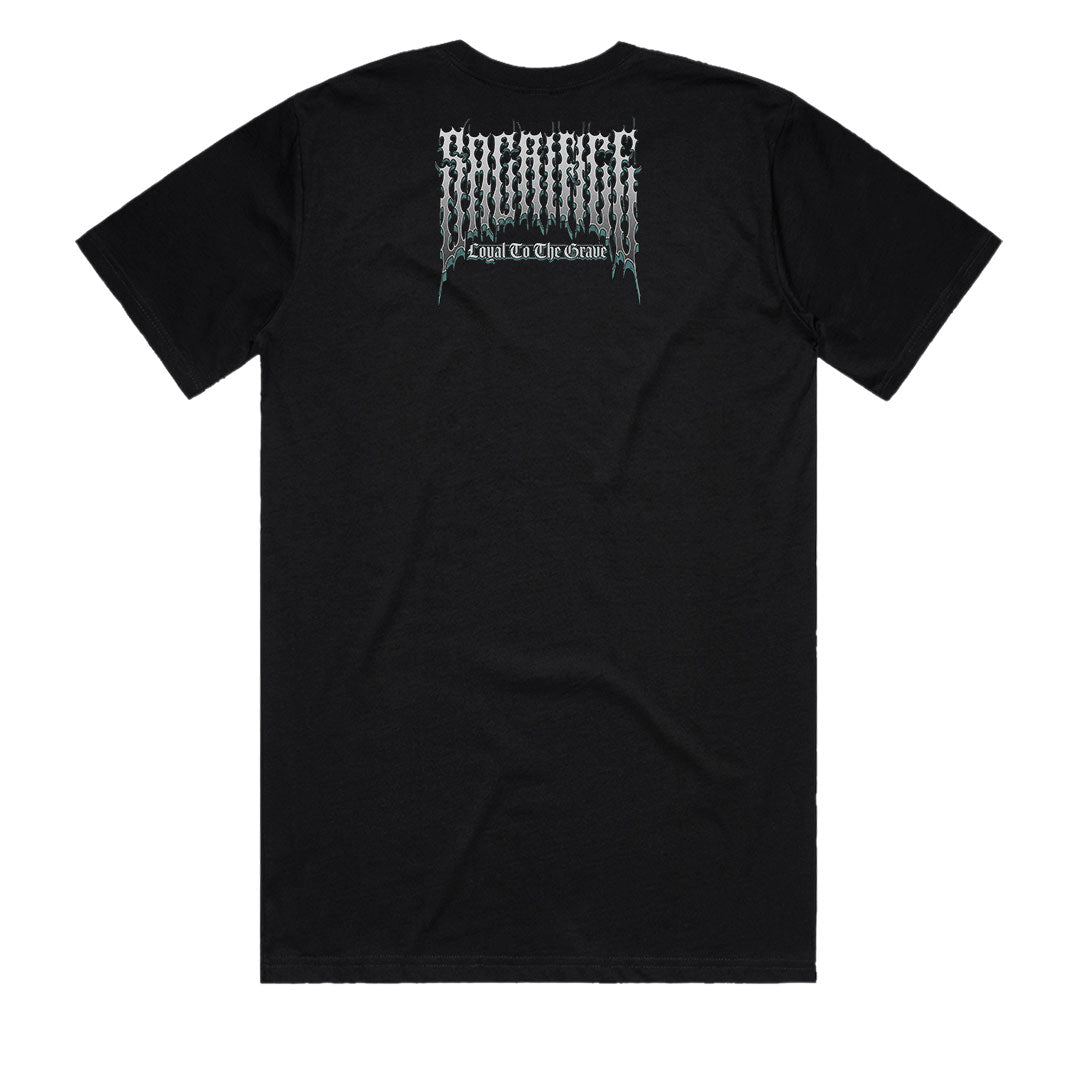 Hardcore streetwear t-shirt for men black tee with small upper-back Loyal To The Grave print