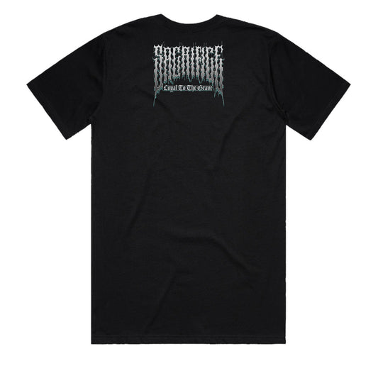 Hardcore streetwear t-shirt for men black tee with small upper-back Loyal To The Grave print