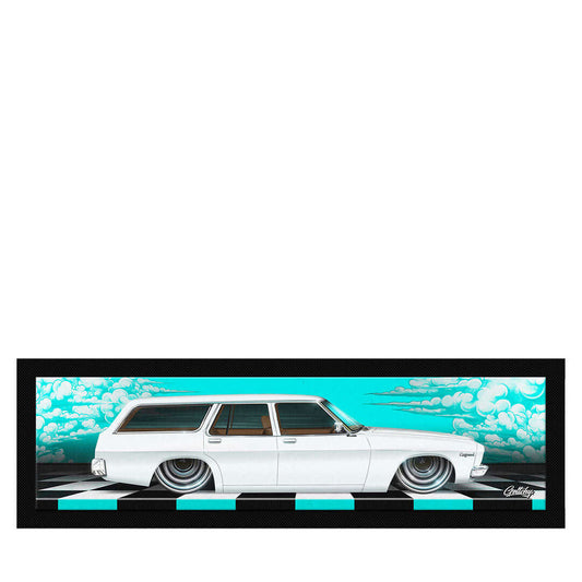 HQ Holden Kingswood Glacier White Station Wagon Bar Runner Mat – Limited Edition, Australian Made, Man Cave Barware