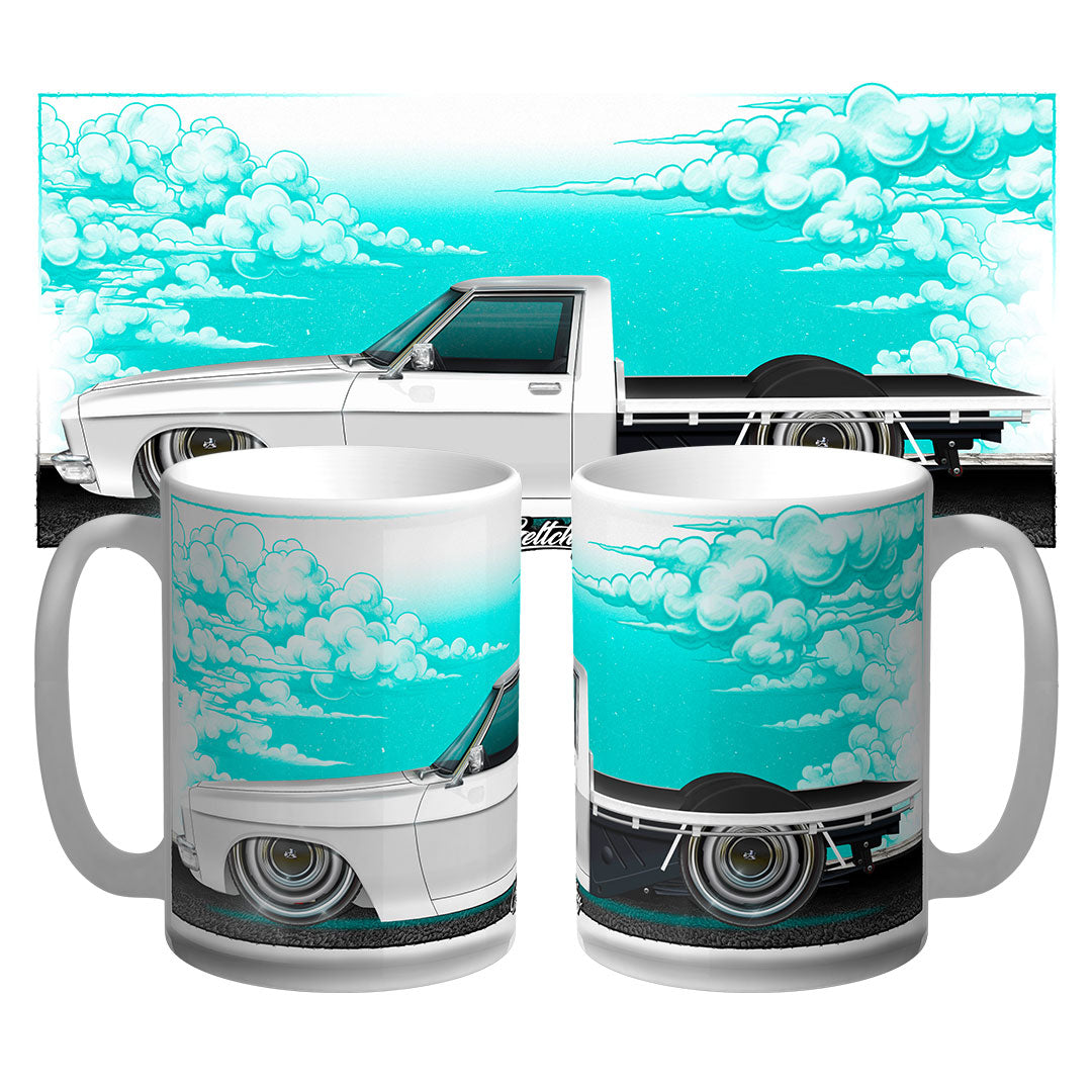 Hand-illustrated Holden HQ One Tonner coffee mug, Australian made, classic car gift by Geltchy