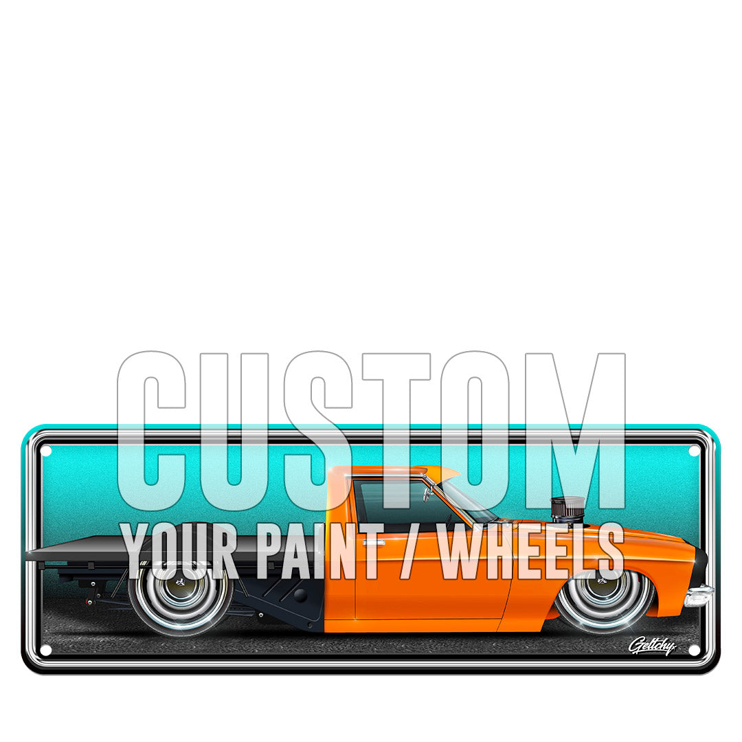 Custom Holden HQ Orange One Tonner Number Plate Man Cave Sign - Premium Australian Automotive Art by Geltchy - Hand Illustrated Aluminium Decor