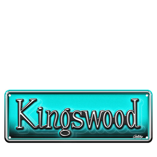 Holden Kingswood number plate HQ-HJ badge, teal chrome man cave sign by Geltchy