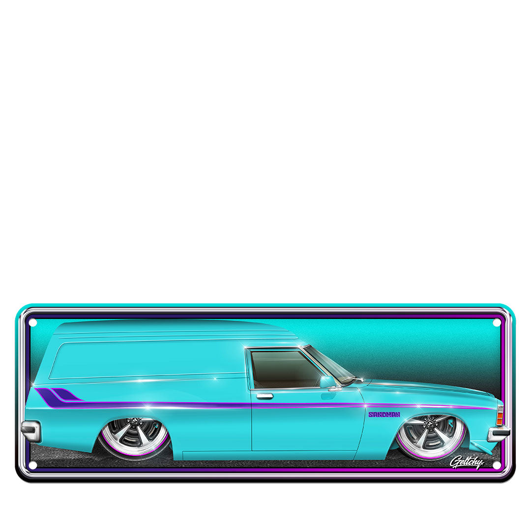 Holden Sandman Number Plate Sign custom turquoise panel van aluminium man cave wall art (display only)