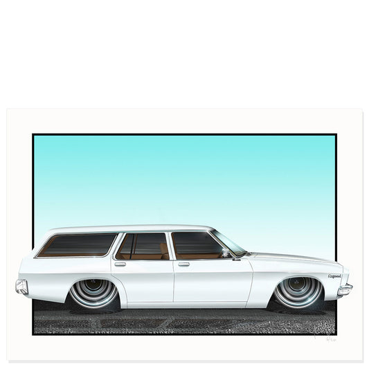 HQ Holden Glacier White Kingswood Station Wagon Limited Edition Fine Art Print by Geltchy – Australian Automotive Wall Art