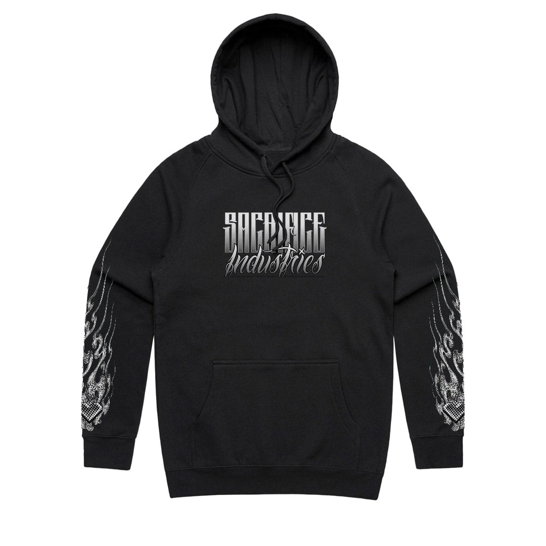 SACRIFICE Industries Homura Pullover Hoodie front view with chest logo