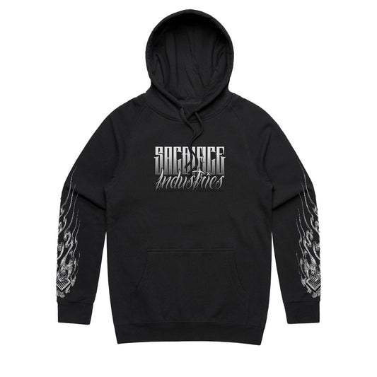 SACRIFICE Industries Homura Pullover Hoodie front view with chest logo
